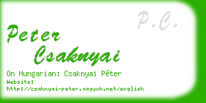 peter csaknyai business card